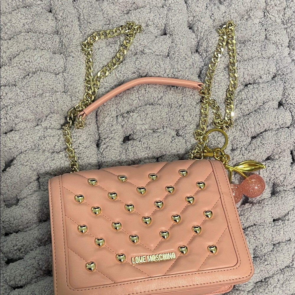 Love Moschino Pink Heart-Studded Crossbody Bag - Picture 9 of 12